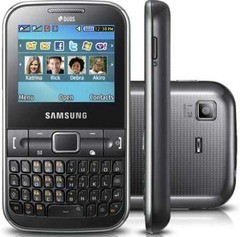 Celular Desbloqueado Samsung Chat 3222 Preto c/ Dual Chip, QWERTY, Câmera 1.3MP, FM, MP3, Bluetooth, Fone e Cartão de 2GB
