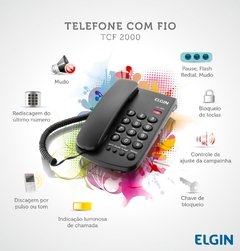 Telefone Elgin de Mesa com fio, Bloqueador, Preto - TCF-2000 - comprar online