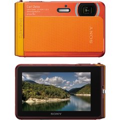 Câmera Digital Sony Cyber-Shot DSC-TX30 Laranja Com 18.2 MP, Fotos 3D, À Prova D"Água E Choques, Visor OLED 3,3" Touchscreen, Zoom Óptico De 5x, Vídeos Em HD E Steady Shot