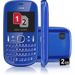 Celular Nokia Asha 200 Desbloqueado, azul. Dual Chip. Câmera de 2.0MP. Memória Interna 10MB e Cartão 2GB