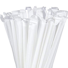 Canudos De Papel Biodegradaveis Cor Branca 6mm x 197mm Embalados Individualmente Com Papel Branco Acondicionados Em Caixa Com 5000 Pecas 1.670.000 UNIDADES