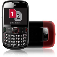 Celular Desbloqueado ZTE V821 Preto/Vermelho c/ Android 2.2, Câmera 2MP, Dual Chip, Wi-Fi, GPS