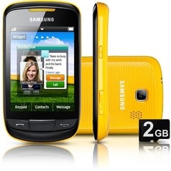 Celular Samsung CORBY II GT-S3850 Amarelo com Câmera, MP3, FM, Tela Touch, Wi-Fi e Bluetooth