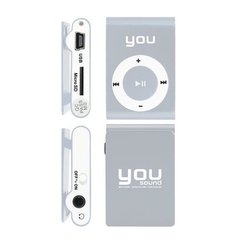 MP3 Player You Sound Clip Prata, 4 Gb, Entrada Cartão Micro SD, Micro USB, Bateria Recarregável - comprar online