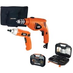 Kit Black & Decker KE com Furadeira HD400 e Parafusadeira Angular 3,6V + Estojo com 100 Peças