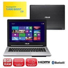 Ultrabook Asus S46ca-Wx057h Preto 3ª Ger Intel® Core(TM) i5 3317U, 8 Gb, HD 750Gb, SSD 24Gb, LED 14" W8