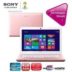 Notebook Sony Sve14123cbp Rosa, 3ª Ger Intel® Core(TM) i3 3110M, 4 Gb, HD 500 Gb, LED 14" Windows 8