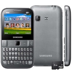 Celular Samsung Chat 527 Prata QWERTY c/ Câmera 2MP, WI-FI, 3G, Bluetooth, MP3, Rádio FM, Fone e Cartão 2GB - comprar online
