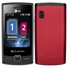 Celular Desbloqueado LG P525 Preto/Vermelho Dual Chip, Câmera 2MP, Touchscreen, Bluetooth, Wi-Fi E FONE