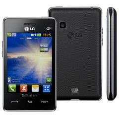 Celular LG T375 Preto com Dual Chip, Câmera 2MP, Rádio FM, MP3, Touch Screen, Bluetooth, Wi-Fi, Fone e Cartão 2GB