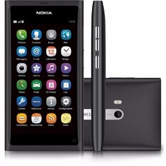 celular Nokia N9 16GB Preto, processador mediano de 1Ghz Single-Core, Bluetooth Versão 2.1, Meego 1.2 Harmattan, Quad-Band 850/900/1800/1900