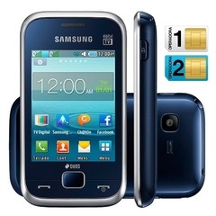 Celular Samsung C3313T azul com Dual Chip, Tv Digital, Câmera 2MP, Rádio FM, MP3, Bluetooth