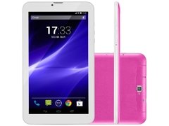 Tablet Multilaser M7 NB117 3G Quad Core pink com Tela 7", 8GB, Câmera 2MP, Bluetooth, Wi-Fi, Android 4.4, Dual Chip e Processador Quad Core