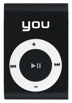 MP3 Player You Sound Clip Preto, 4 Gb, Entrada Cartão Micro SD, Micro USB, Bateria Recarregável
