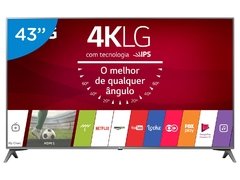 Smart TV LED 43" Ultra HD 4K LG 43UJ6565 com Sistema WebOS 3.5, Wi-Fi, Painel IPS, HDR, Local Dimming, Magic Mobile Connection, HDMI e USB