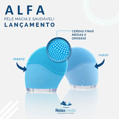 Massageador Facial Alfa Relaxbeauty com Formato Anatomico, 8x Intensidades, Resistente à Água, USB Bivolt, Azul - RB-MF8485A - 1 unidade