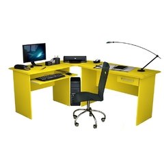 Mesa Para Computador Escrivaninha Completa Amarelo