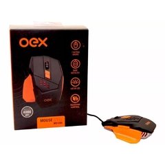 Mouse Gamer Oex Steel Ms305 Preto e Laranja Com LED, 7 Botões e Scroll