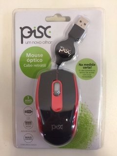 Mouse Óptico Retrátil 1809 Vermelho Emborrachado - Pisc - comprar online