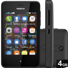 Celular Desbloqueado Nokia Asha 501 Preto com Dual Chip, Câmera 3.2MP, Touch Screen, Wi-Fi