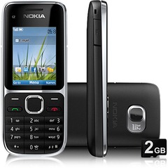 Celular Desbloqueado Nokia C2-01 USADO Preto c/ Câmera 3.2MP, 3G, Rádio FM, MP3, Bluetooth, Fone de Ouvido e Cartão 2GB