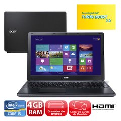 Notebook Acer E1-572-6638 Preto 4ª Ger Intel® Core(TM) i5 4200U, 4 Gb, HD 500 Gb, LED 15.6" W8