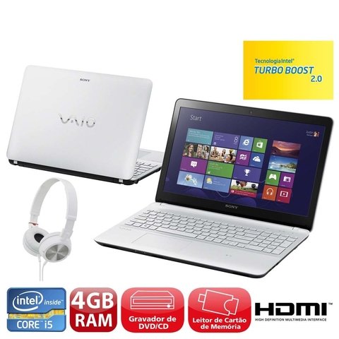 Notebook Sony Fit 15 e Svf15213cbw Branco 3ª Ger Intel® Core(TM) i5 3337U,  4 Gb, HD 750 Gb LED 15,5