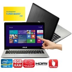 Notebook Asus S400ca-Bra-Ca215h Processador Intel® Core(TM) i5-3317U, 4Gb, HD 500Gb, 14" Touch, W8