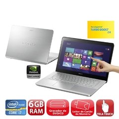 Notebook Sony Fit 14 Svf14a17pbs Prata 3ª Ger Intel® Core(TM) i7 3537U 6 Gb, HD 750 Gb LED 14" Touch W8 - comprar online