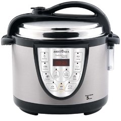 Panela de Pressão Elétrica Britânia Digital com Função Timer - 5 Litros com 900W - Prata/Preto