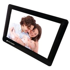 Porta-Retrato Digital Dotcom DOT-300/7D/BK com Tela LCD de 7", Função Calendário, Relógio, MP3, Entrada para Cartões e Entrada USB