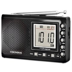 Rádio Portátil Mondial RP-03 com Função Relógio e Alarme - Preto