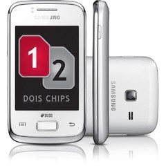 SMARTPHONE SAMSUNG GALAXY Y DUOS S6102 BRANCO DUAL CHIP, ANDROID 2.3, WI-FI, 3G, GPS, CÂMERA 3MP, MP3, TOUCH, FONE E CARTÃO 2GB