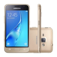 Samsung Galaxy J1 2016 Duos DOURADO com Dual chip, Tela 4.5", 3G, Câm.de 5MP e Frontal de 2MP, Android 5.1 e Processador Quad Core de 1.2 GHz