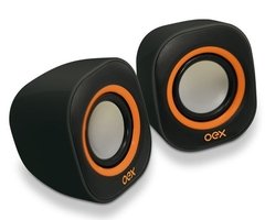 Caixa de Som Oex Sk100 Speaker Round Laranja C/ Preto 6W Rms Entrada USB