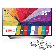 Smart TV 3D LED 55" Ultra HD 4K LG 55UF9500 com Sistema webOS, Wi-Fi, Nano Spectrum, Entradas HDMI e USB, Controle Smart Magic e 4 Óculos 3D