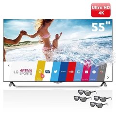 Smart TV 3D LED 55" Ultra HD 4K LG 55UB8500 com WebOs, Wi-Fi Integrado, Time Machine II, 4 Óculos Cinema 3D, Controle Smart Magic e Câmera skype