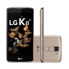 SMARTPHONE LG K8 dourado COM 16GB, DUAL CHIP, TELA HD DE 5,0", 4G, ANDROID 6.0, CÂMERA 8MP E PROCESSADOR QUAD CORE DE 1.3 GHZ