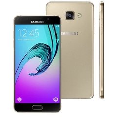 celular Samsung Galaxy A5 2016 dourado Duos SM-A510M/DS, processador de 1.6Ghz Octa-Core, Bluetooth Versão 4.1, Android 6.0.1 Marshmallow, Quad-Band 850/900/1800/1900