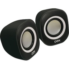 Caixa de Som Oex Sk100 Speaker Round Branco C/ Preto 6W Rms Entrada USB