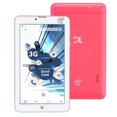 Tablet DL TabPhone 710 com Função Celular (Faz e Recebe Ligação),Tela 7", 3G, Dual Chip, WiFi, Câmera, Android 5.0 e Processador Intel QuadCore - Rosa