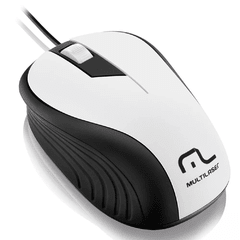Mouse Com Fio Emborrachado Multilaser Mo224 Branco e Preto