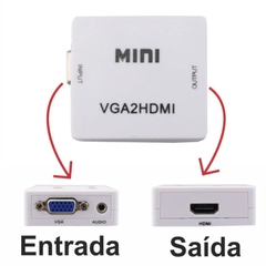 MINICONVERSOR VGA X HDMI C/ AUDIO P2