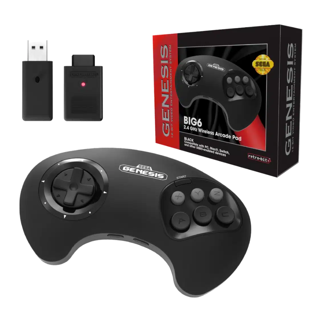 Retro-Bit BIG6 2.4 GHz Sega Genesis Wireless Arcade Controller Pad para ...