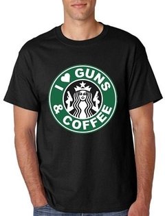 Playera Yo Amo Starbucks Cafe Y Las Armas Pistola Logo - comprar en línea