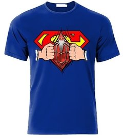 Playeras Superman Pecho Con Spiderman Abriendo Camisa en internet