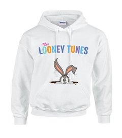 Sudadera Bugs Bunny Hoodie Blanco Econdido Looney Tunes Logo