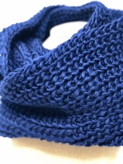 Cuello Bufanda circular tipo lana azul lisos 