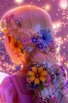 Presilhas arranjos flores Rapunzel no bico de bato ref. lm0622
