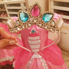 Tiara coroa modelo Keisha com Cristais Pink e azul e strass dourado ref. lm0621